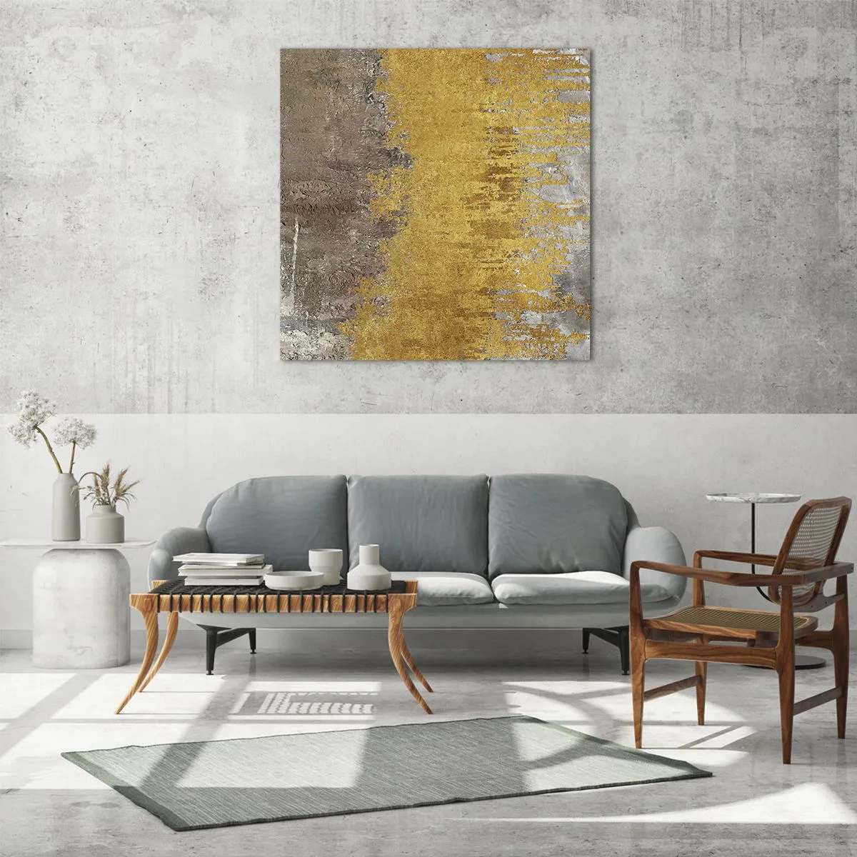 Quadro su vetro - Soffio dorato - 60x60 cm