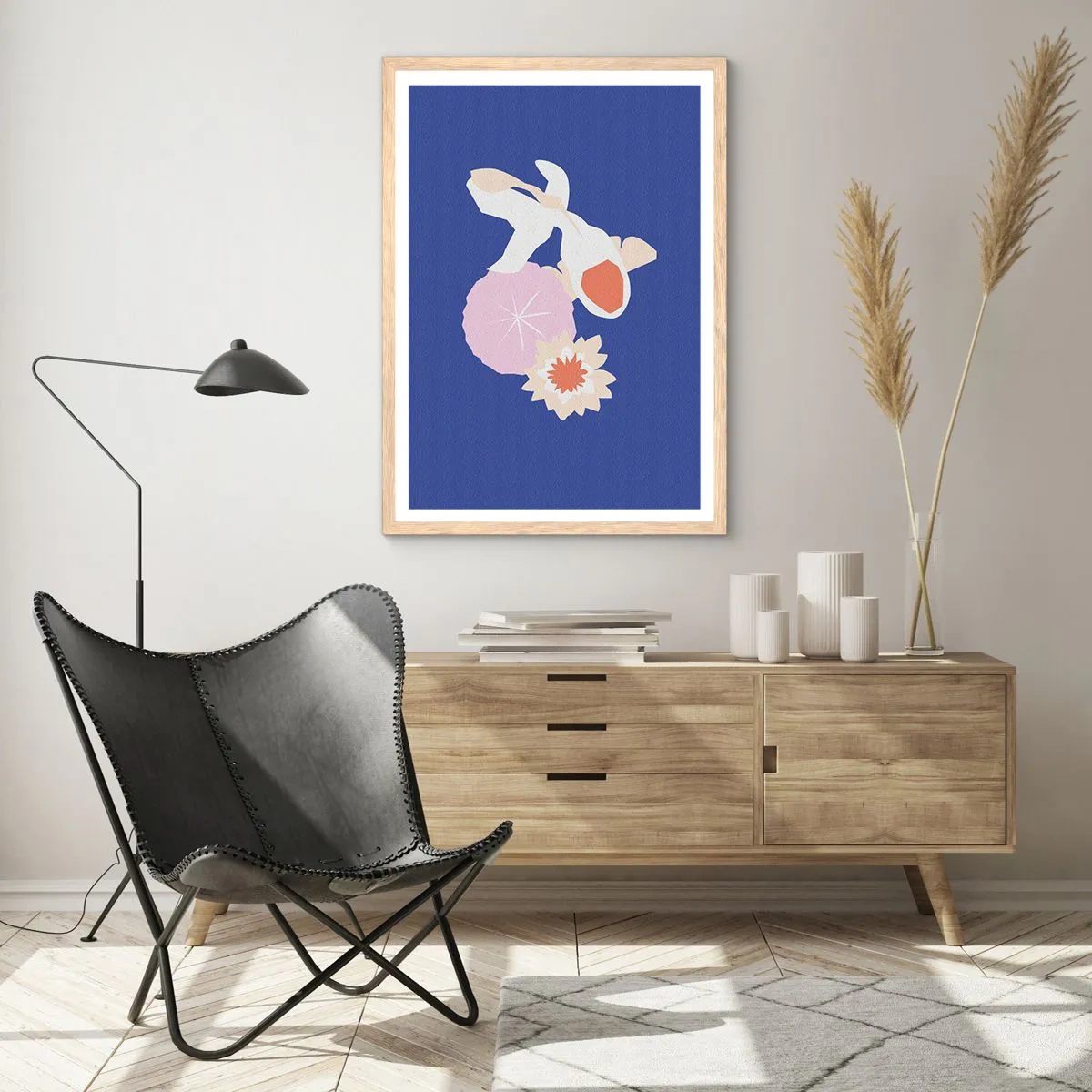 Poster in cornice rovere chiaro - Composizione di fiori e boccioli - 50x70 cm