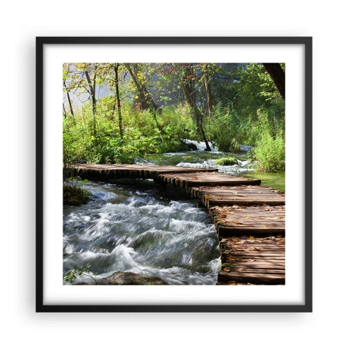 Poster in cornice nera - Sulla cascata spumeggiante - 50x50 cm