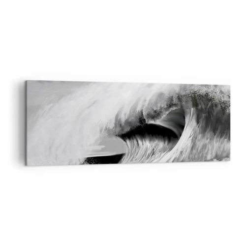 Quadro su tela - Stampe su Tela - Onda oceanica spettacolare in monocromia - 140x50cm - La furia dell'oceano - Decorazione murale moderna per soggiorno e camera da letto ARTTOR