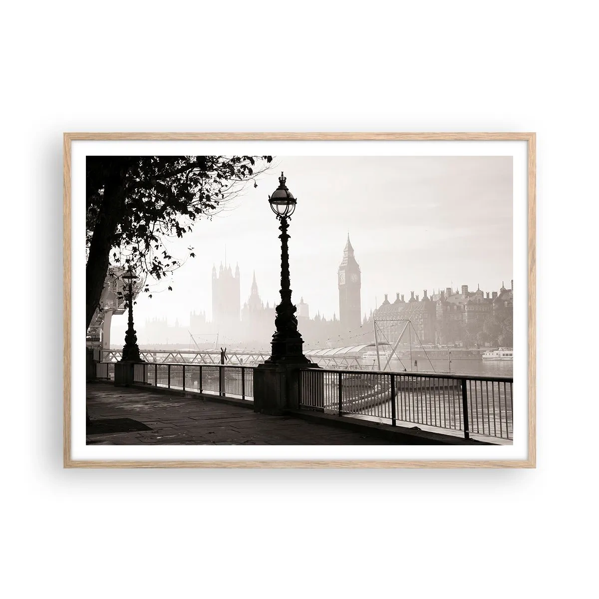Poster in cornice rovere chiaro - Un mattino a Londra - 100x70 cm