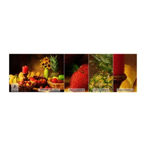 Campione di Fotomurale Premium Sand - Natura morta con pane e frutta - Gastronomia, Fiori, Frutta - 100x30 cm