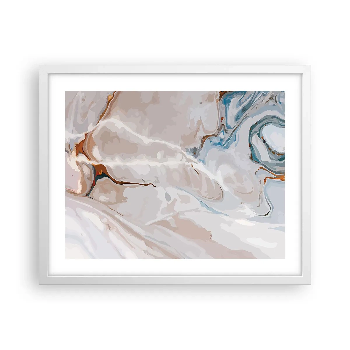 Poster in cornice bianca - Meandri blu sotto il bianco - 50x40 cm