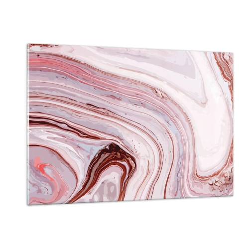 Quadro su vetro - Motivo marmoreo nei toni del rosa e del marrone - 120x80cm - Dritto, poi a destra in basso - Decorazione murale moderna per soggiorno e camera da letto ARTTOR