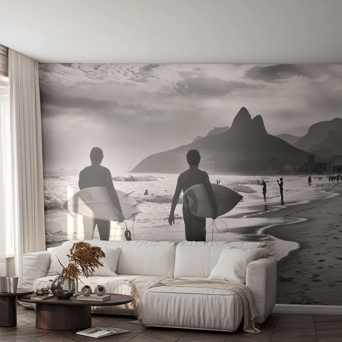 Fotomurali Premium Sand - Samba su un'unica onda - Surfista, Brasile, Mare - 350x256 cm