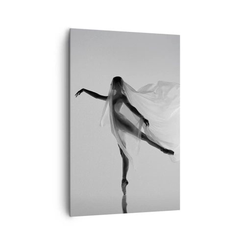 Quadro su tela - Stampe su Tela - Una ballerina in una posa eterea con tessuto fluido - 80x120cm - Leggerezza ed eleganza - Decorazione murale moderna per soggiorno e camera da letto ARTTOR