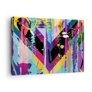 Quadro su tela - Stampe su Tela - Motivo astratto con forme geometriche colorate - 70x50cm - Dall'alto in basso - Decorazione murale moderna per soggiorno e camera da letto ARTTOR