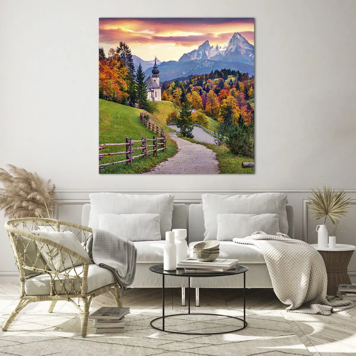 Quadro su vetro - Un paesaggio come dipinto - 30x30 cm