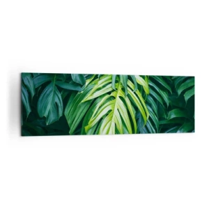 Quadro su tela - Stampe su Tela - Foglie verdi in una fitta disposizione tropicale - 160x50cm - Immergersi nella freschezza - Decorazione murale moderna per soggiorno e camera da letto ARTTOR