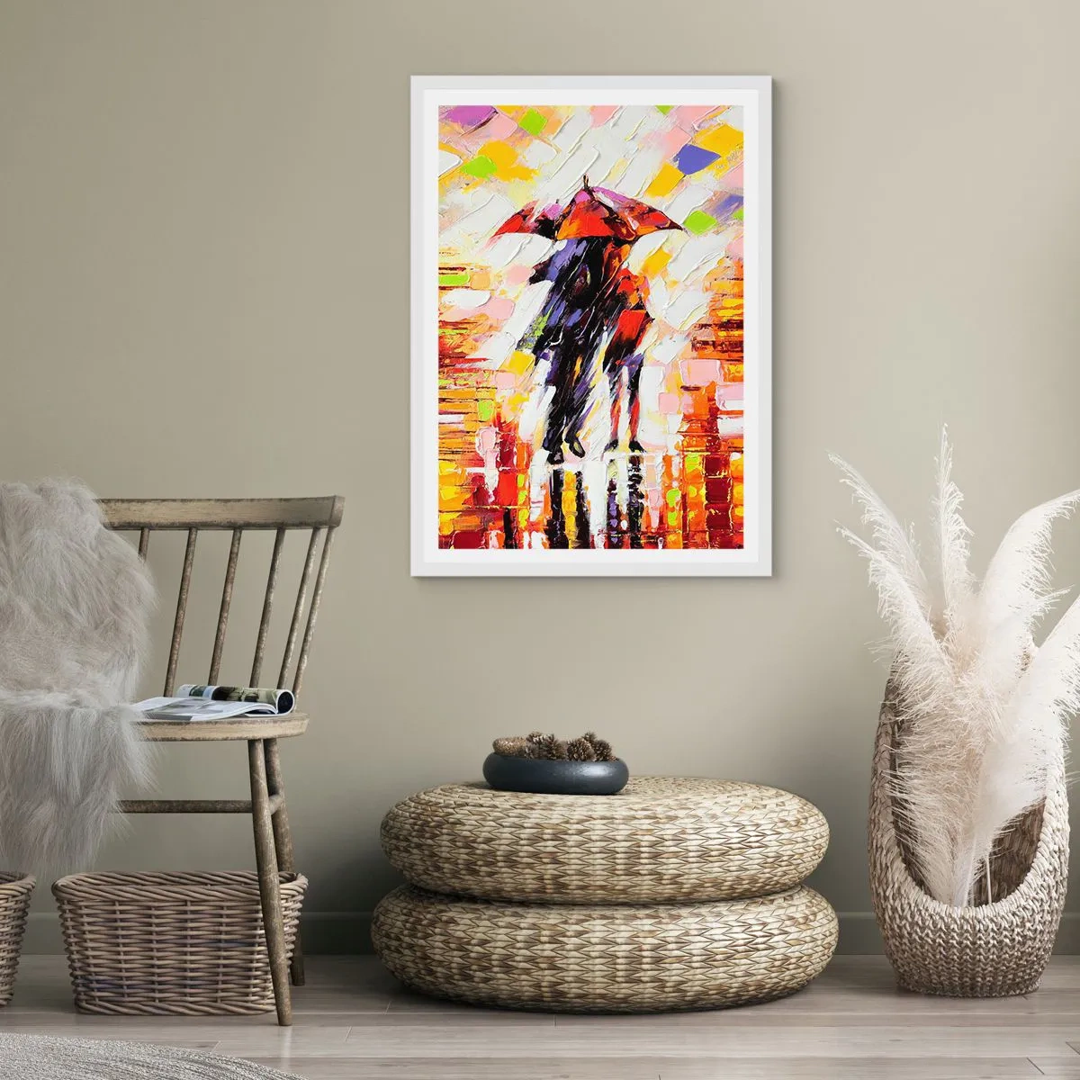 Poster in cornice bianca - Insieme nella notte e nella pioggia - 30x40 cm