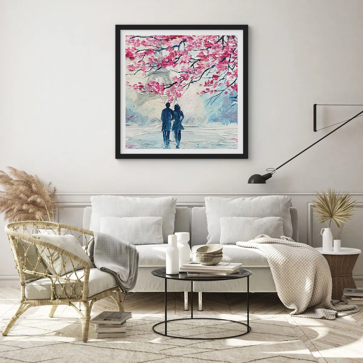 Poster in cornice nera - Passeggiata romantica - 30x30 cm