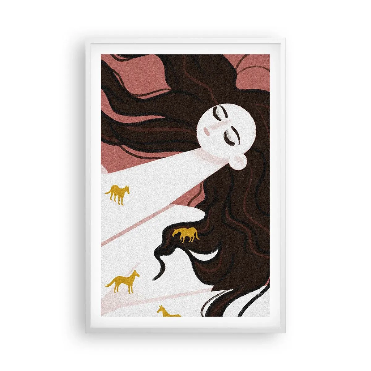 Poster in cornice bianca - Il sogno del cavallo d'oro - 61x91 cm
