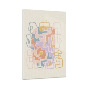 Quadro su vetro - Linee astratte pastello che creano motivi geometrici - 70x100cm - Labirinto: avventura gioiosa - Decorazione murale moderna per soggiorno e camera da letto ARTTOR