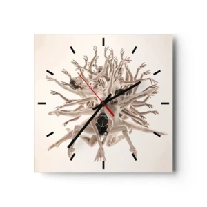 Orologio da parete - Orologio in Vetro - Composizione astratta di ballerini in movimento - 30x30cm - Fiorendo nella danza - Decorazione murale moderna per soggiorno e camera da letto ARTTOR