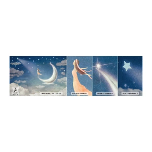 Campione Di Fotomurale Standard Eco - Seduttrice celeste - Astrazione, Per bambini, Luna - 100x30 cm