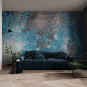 Fotomurali Premium Sand - Composizione astratta nei toni del blu e del nero - 100x70cm - Rapsodia blu - Decorazione murale moderna per soggiorno e camera da letto ARTTOR