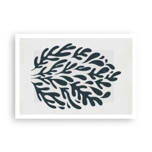 Poster - Motivo a foglia astratta scura su sfondo chiaro - 100x70cm - Le forme della natura - Decorazione murale moderna per soggiorno e camera da letto ARTTOR