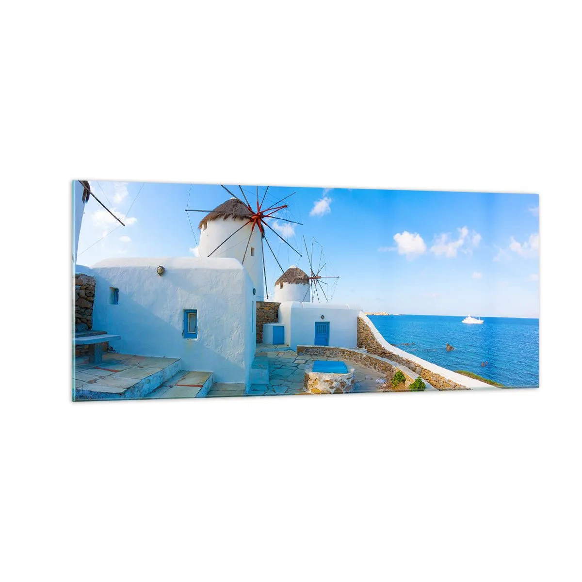 Quadro su vetro - Vento azzurro sul mare - 100x40 cm