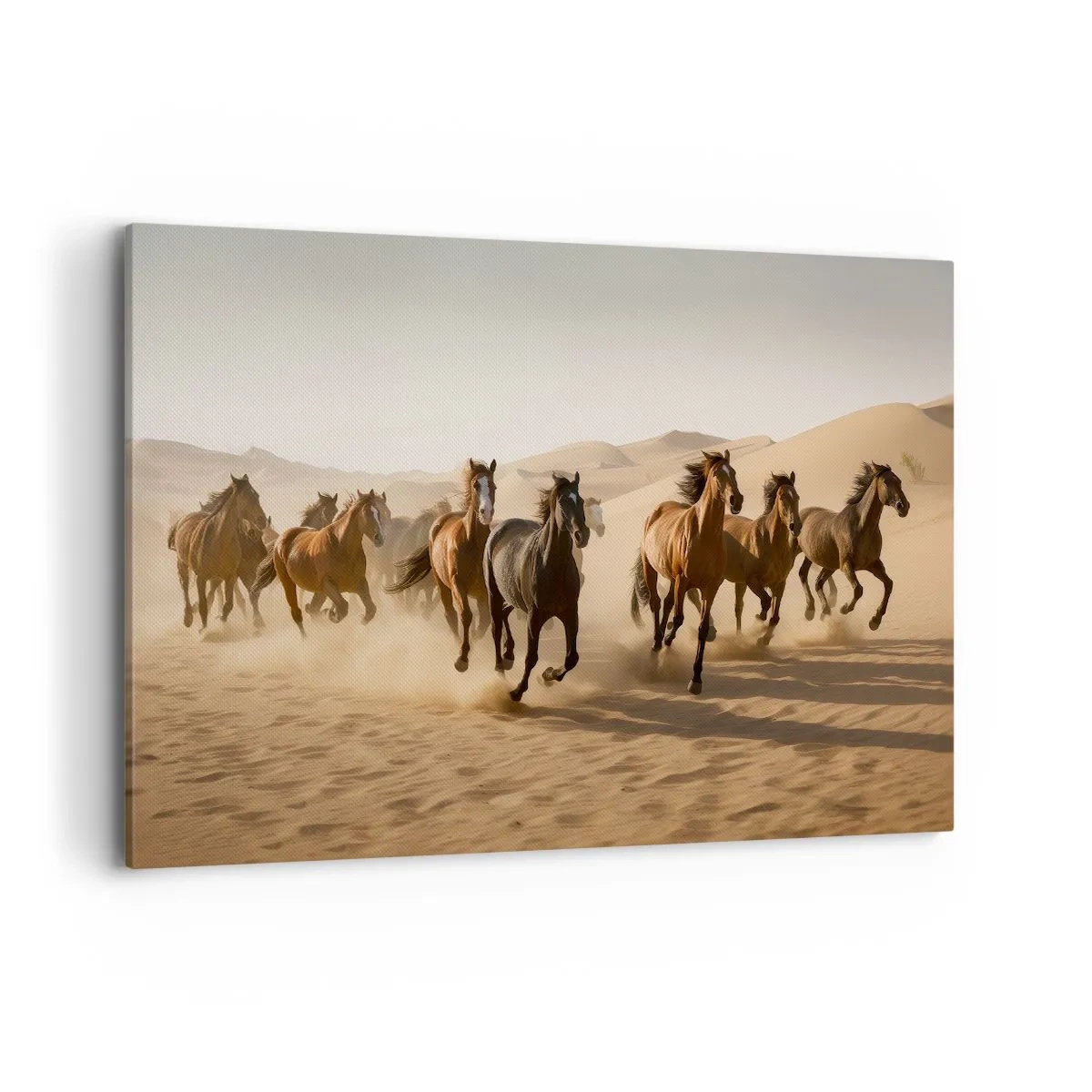 Quadro su tela - Stampe su Tela - Cavalli al galoppo sullo sfondo del deserto - 120x80cm - Liberi come il vento - Decorazione murale moderna per soggiorno e camera da letto ARTTOR