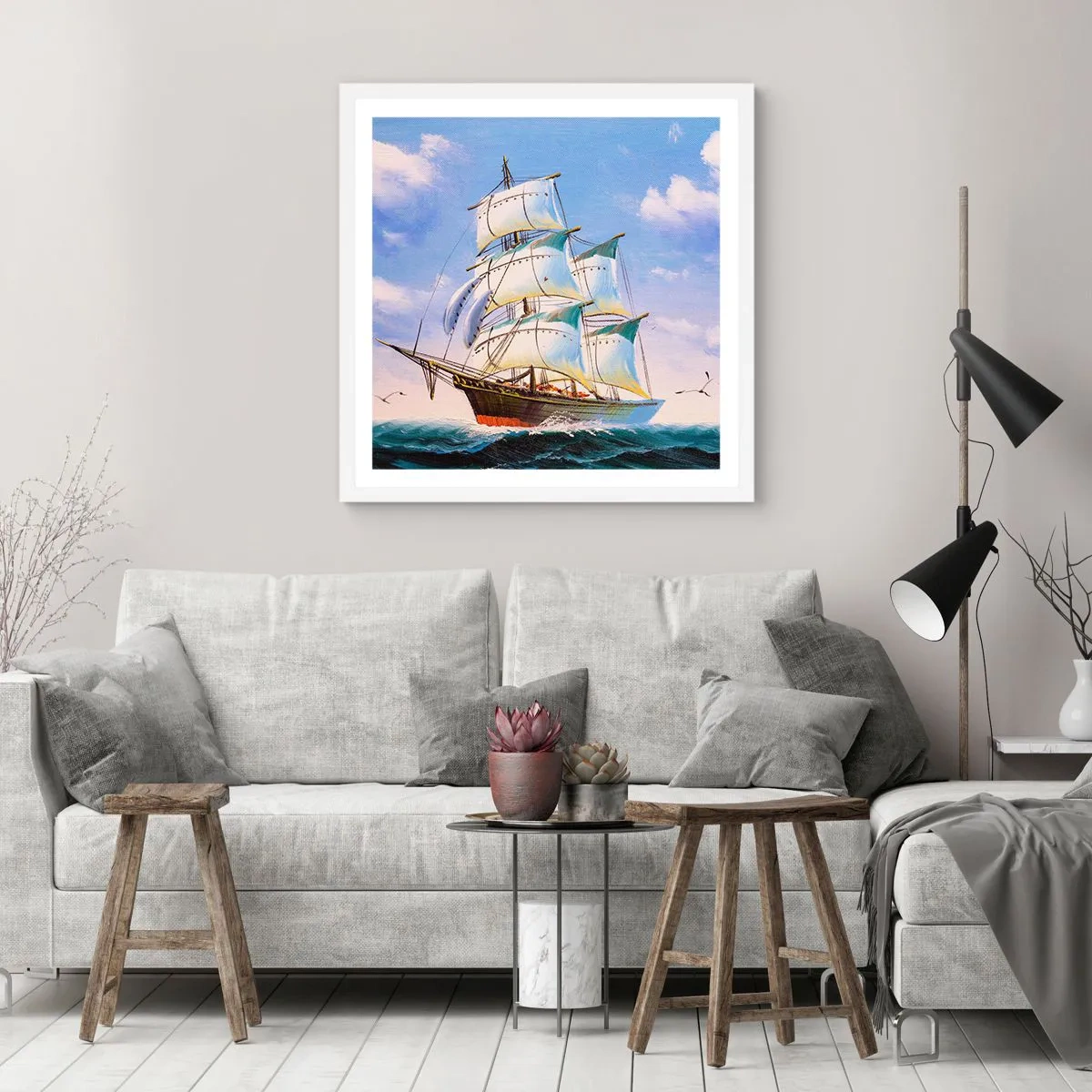 Poster in cornice bianca - Con orgoglio nel vento - 60x60 cm