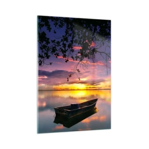 Quadro su vetro - Sembra che tu sia sospeso nel mezzo di un cerchio di cielo... - 50x70cm - Ti sembra di essere sospeso nel cielo... - Decorazione murale moderna per soggiorno e camera da letto ARTTOR