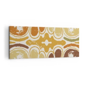 Quadro su tela - Stampe su Tela - Caldi motivi astratti nei toni del giallo e del marrone - 120x50cm - Astrazione sentimentale - Decorazione murale moderna per soggiorno e camera da letto ARTTOR