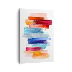 Quadro su tela - Stampe su Tela - Pennellate colorate su sfondo bianco - 70x100cm - In alto e in basso - Decorazione murale moderna per soggiorno e camera da letto ARTTOR