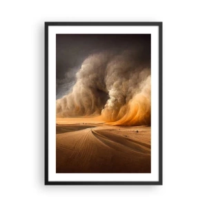 Poster in cornice nera - Una massiccia tempesta di sabbia nel deserto - 50x70cm - L'ira del deserto - Decorazione murale moderna per soggiorno e camera da letto ARTTOR