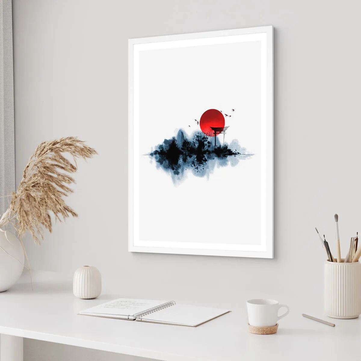 Poster in cornice bianca - Vista giapponese - 40x50 cm