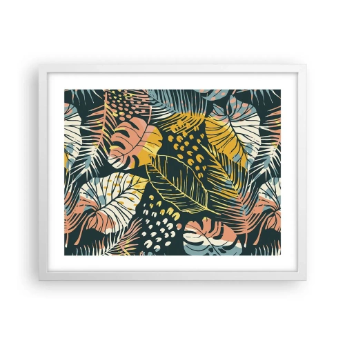 Poster in cornice bianca - Fantasia di foglie - 50x40 cm