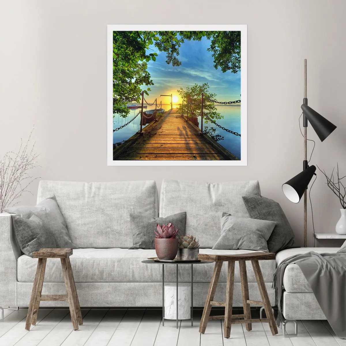Poster - Tramonto sul lago - 40x40 cm