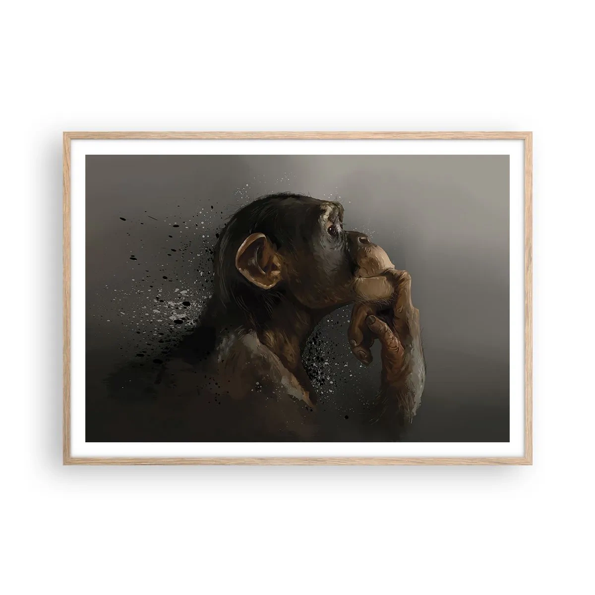 Poster in cornice rovere chiaro - Sicuramente un pensatore - 100x70 cm