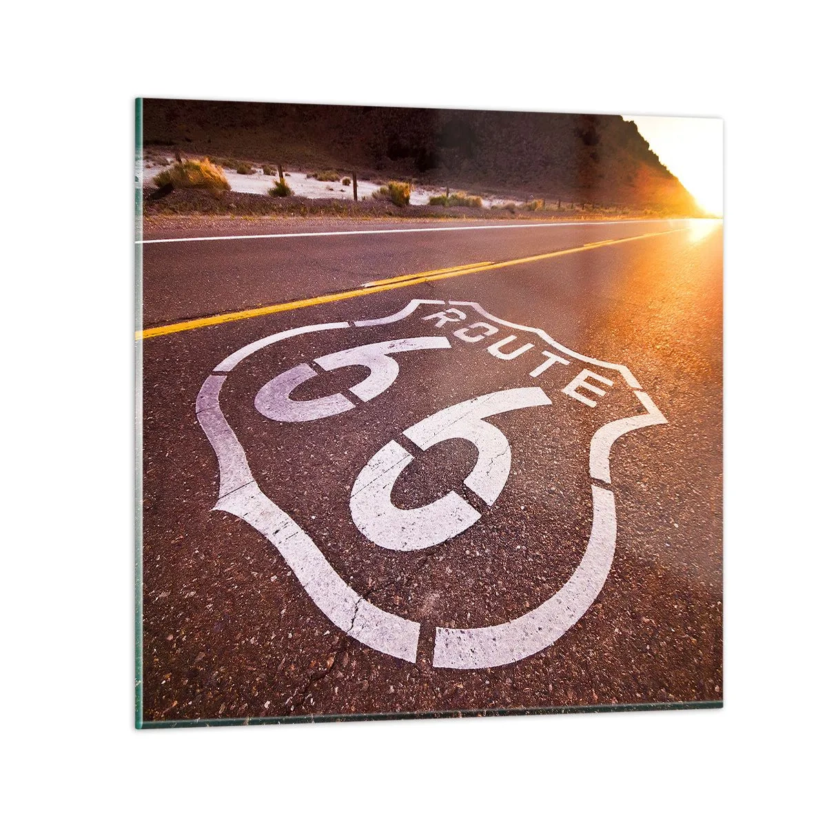 Quadro su vetro - La mitica Route 66 - 60x60 cm