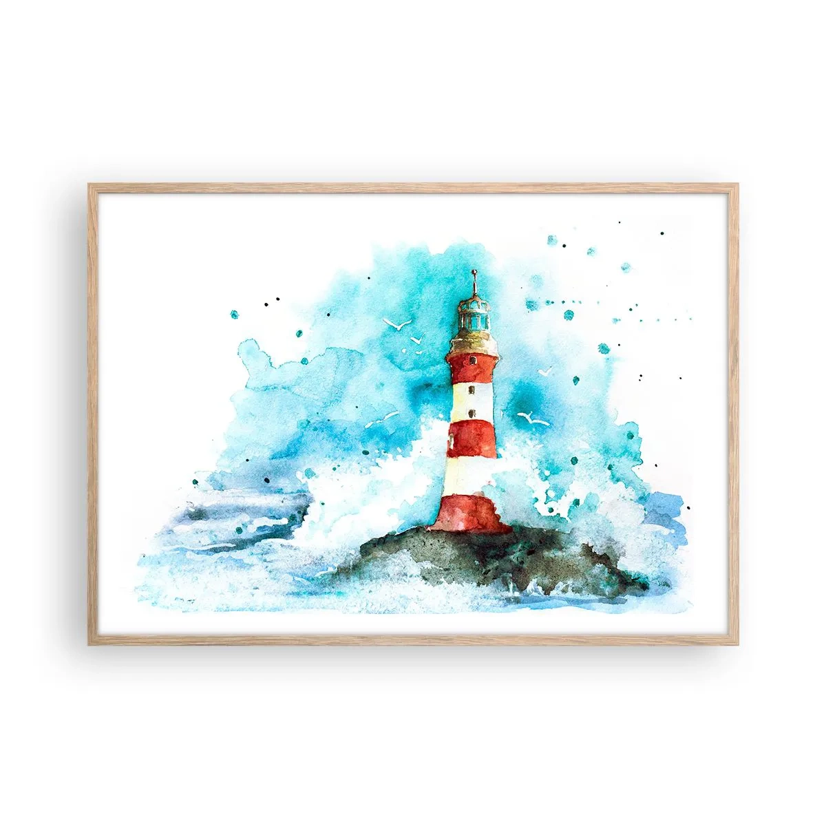 Poster in cornice rovere chiaro - L'unità dei quattro elementi - 100x70 cm