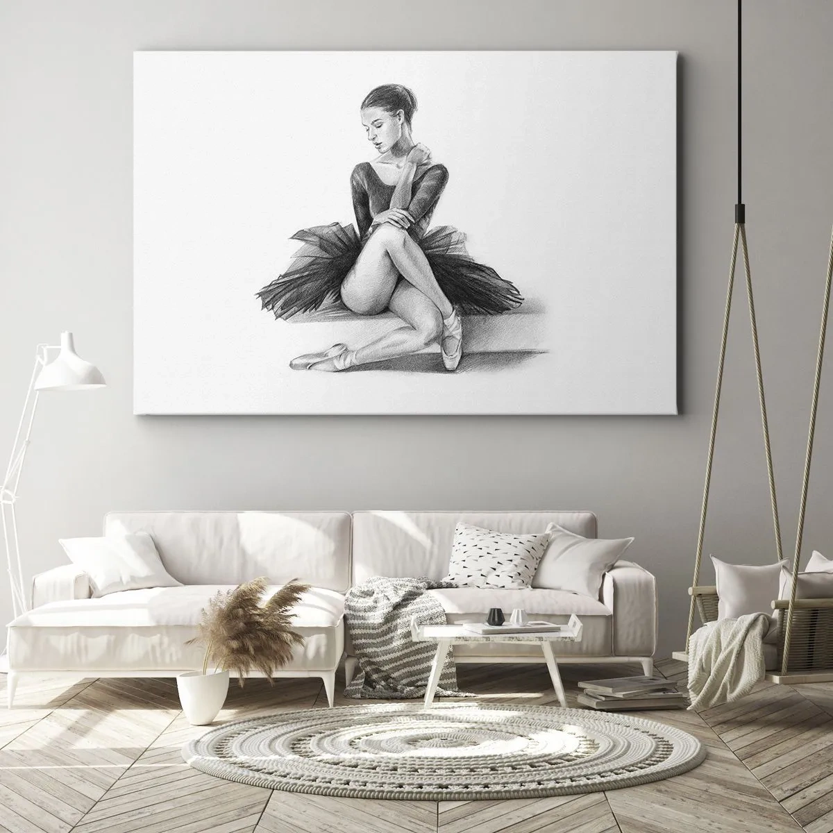 Quadro su tela - Stampe su Tela - Uno schizzo di una ballerina in uno stile classico e sottile - 120x80cm - Incantata dalla danza - Decorazione murale moderna per soggiorno e camera da letto ARTTOR