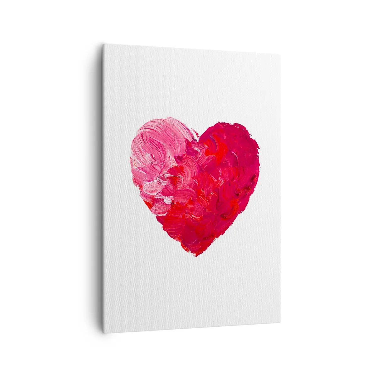 Quadro su tela - Stampe su Tela - Un cuore rosa e rosso dipinto con un pennello - 70x100cm - All you need is love - Decorazione murale moderna per soggiorno e camera da letto ARTTOR