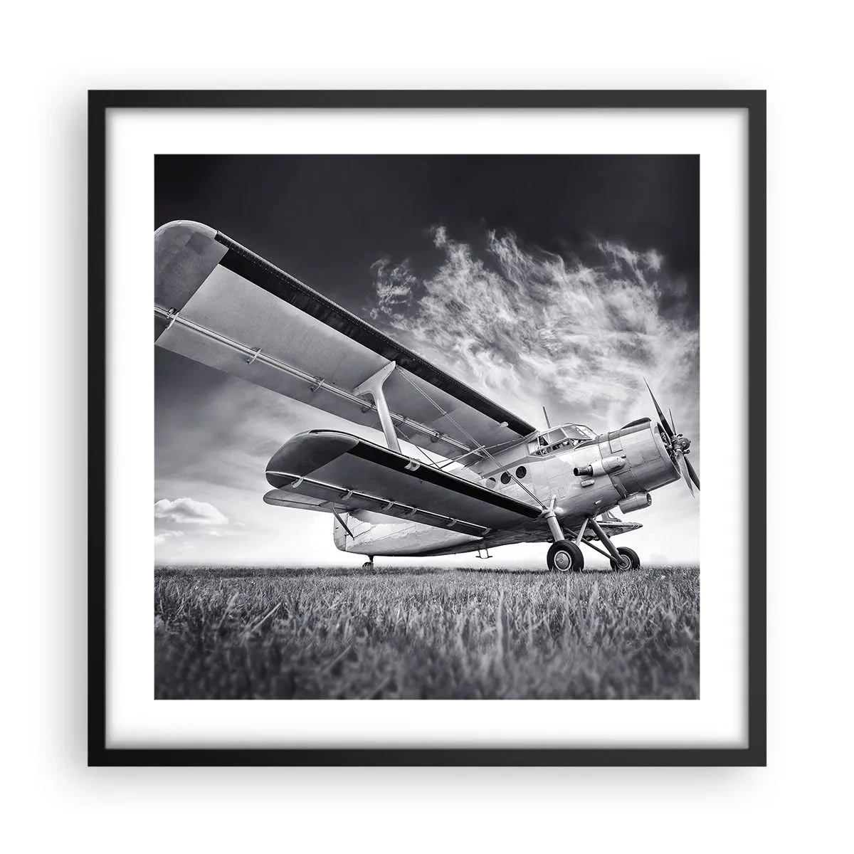 Poster in cornice nera - Giramondo alato  - 50x50 cm