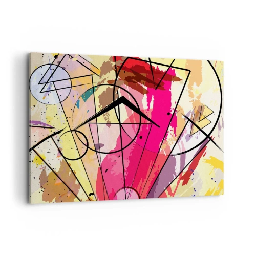 Quadro su tela - Stampe su Tela - Astrazione con linee e forme geometriche - 100x70cm - Esplosione - Decorazione murale moderna per soggiorno e camera da letto ARTTOR