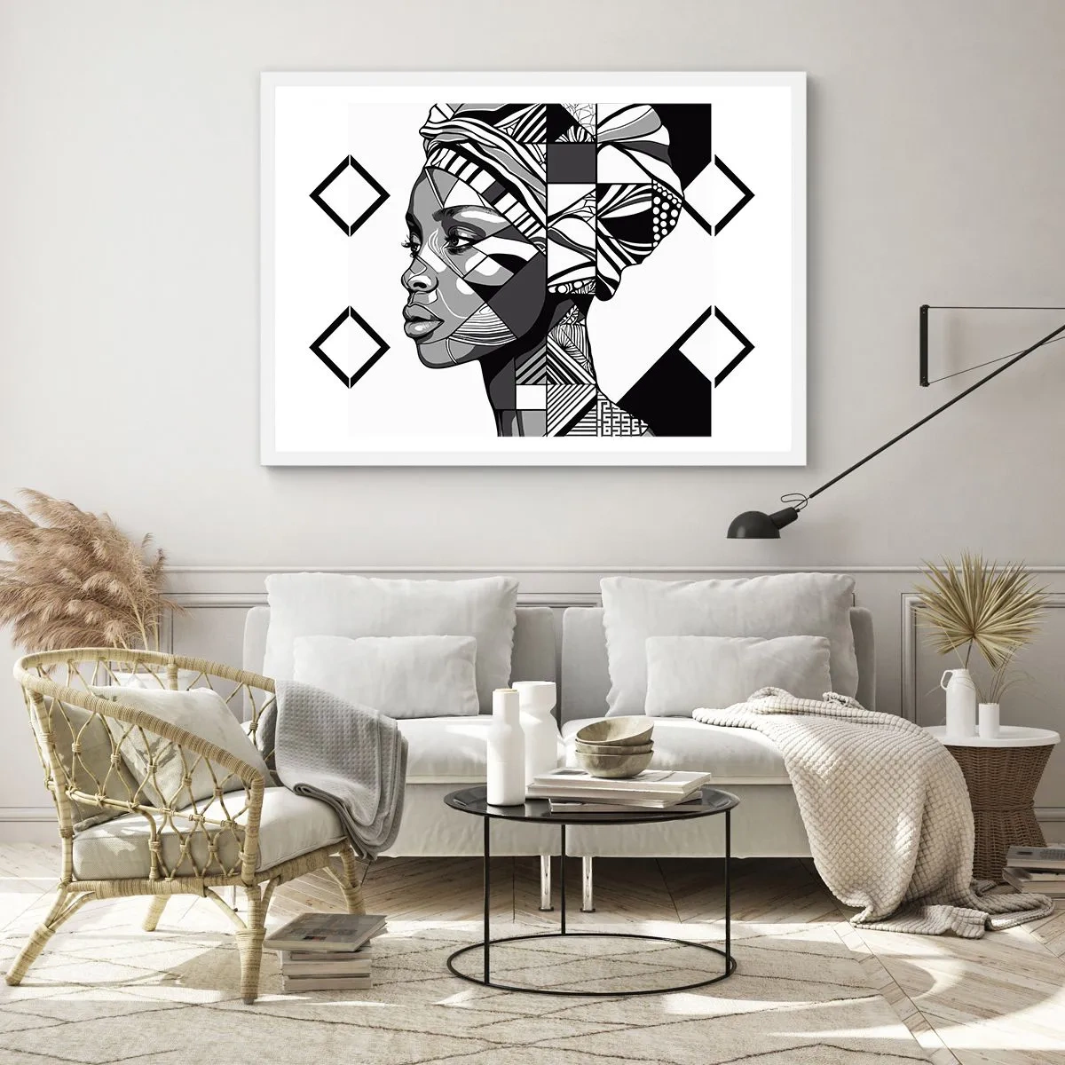 Poster in cornice bianca - Ritratto etnico - 50x40 cm