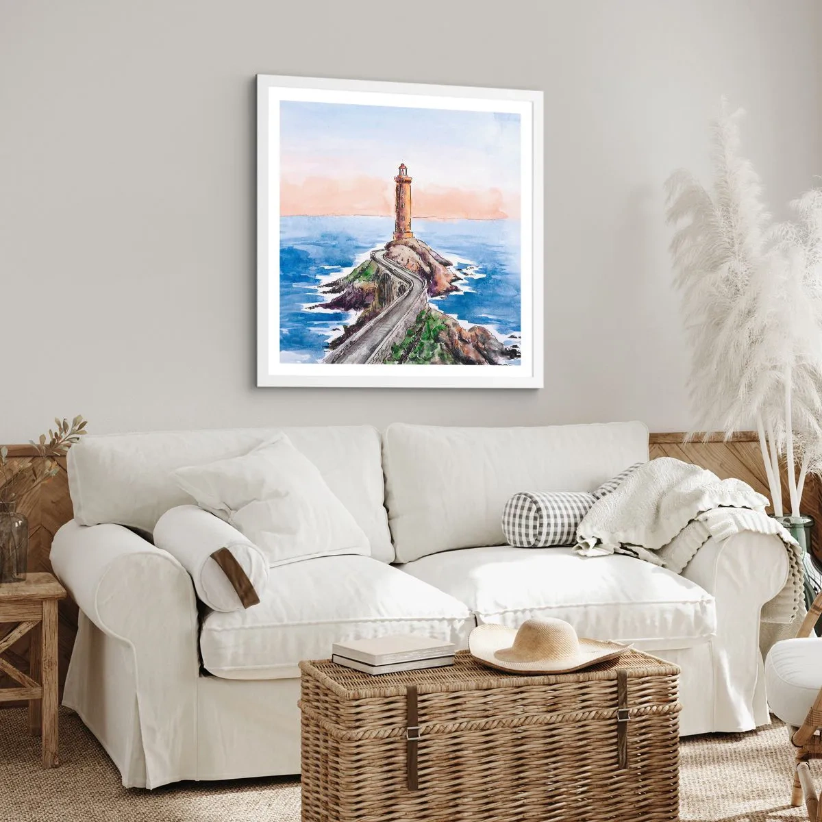 Poster in cornice bianca - Rivolto verso il mare - 40x40 cm