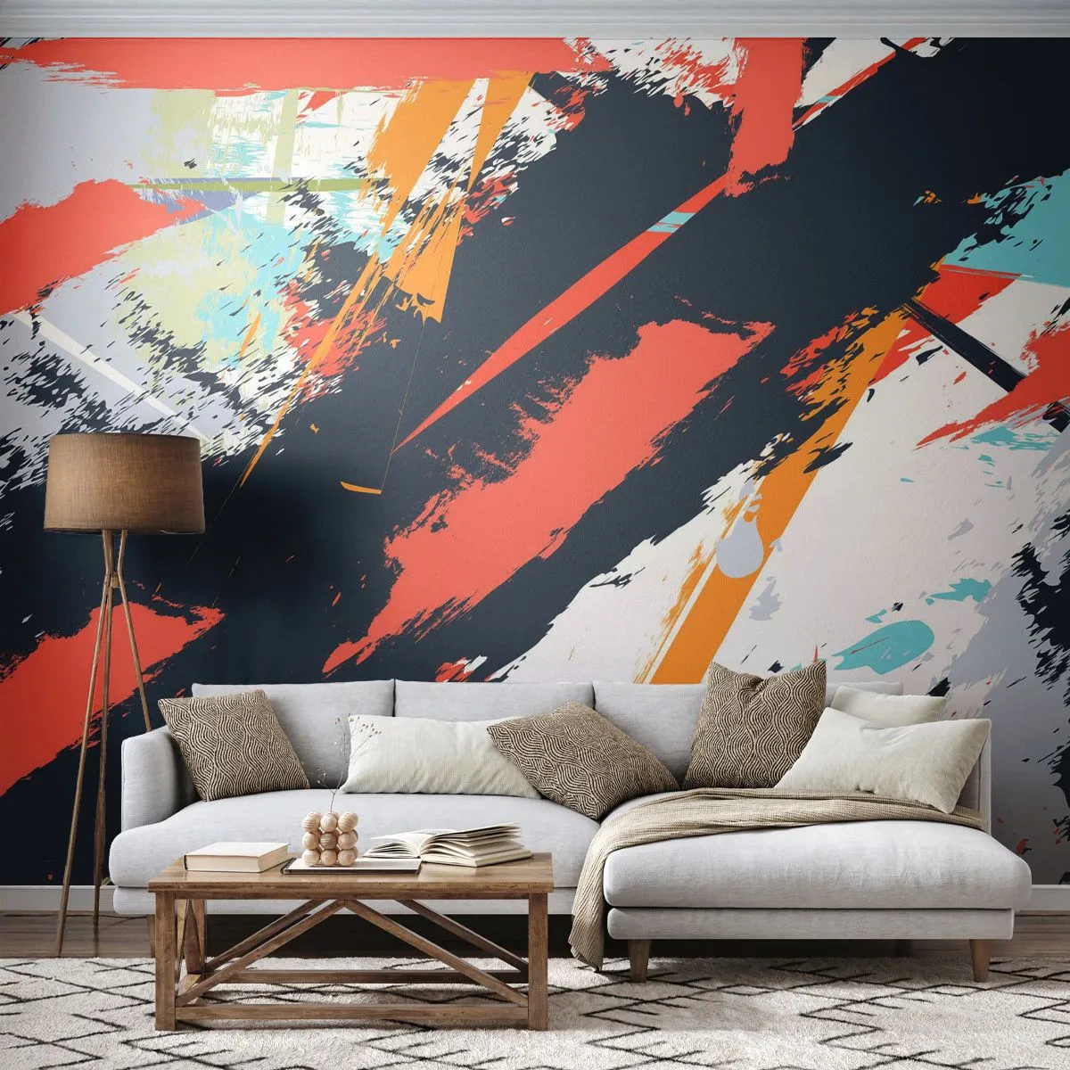 Fotomurali Premium Canvas - Composizione dinamica - Astrazione, Graffiti, Pezzo - 250x175 cm