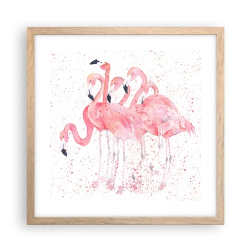 Poster in cornice rovere chiaro - Gruppo in rosa - 40x40 cm