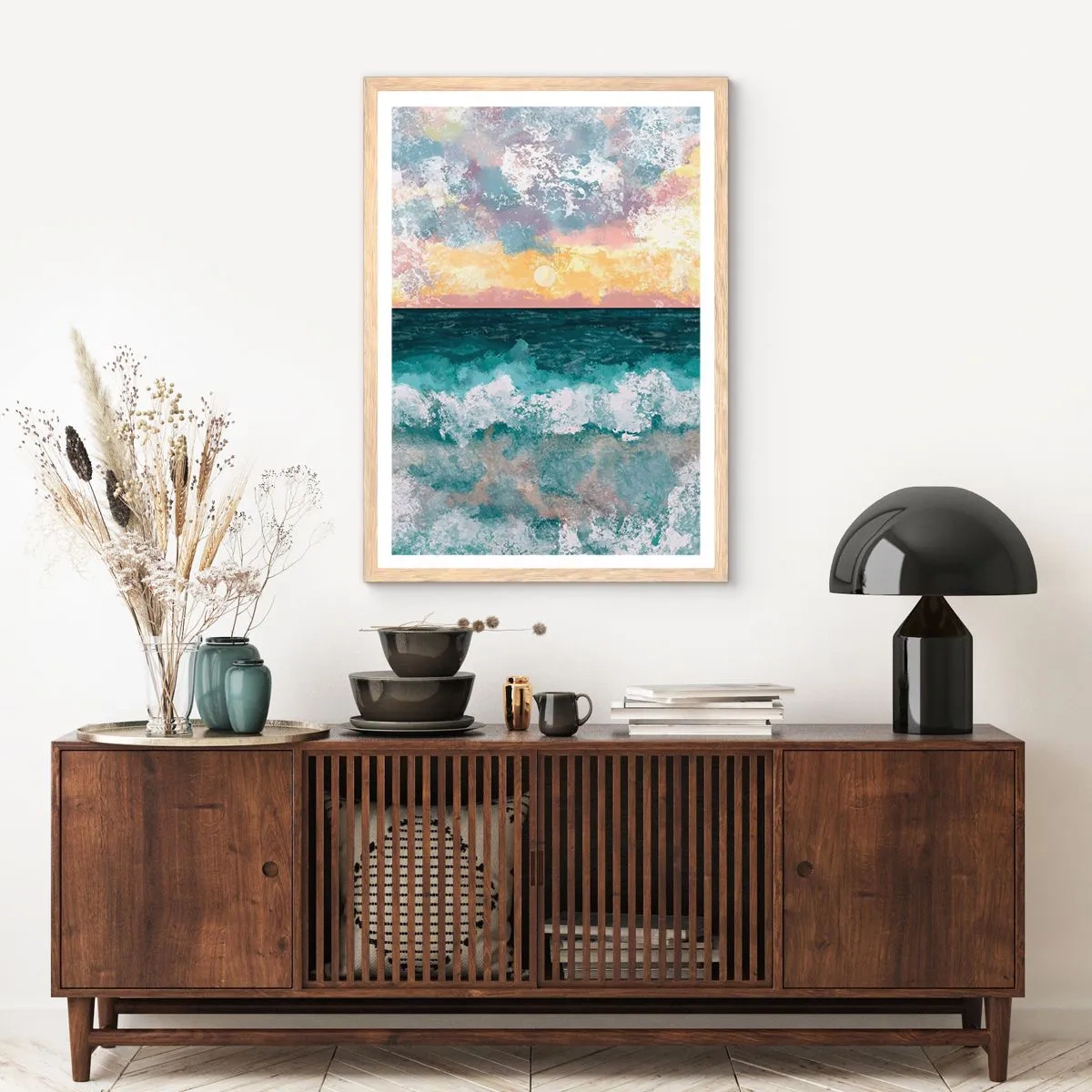 Poster in cornice rovere chiaro - Acqua, luce, aria - 61x91 cm