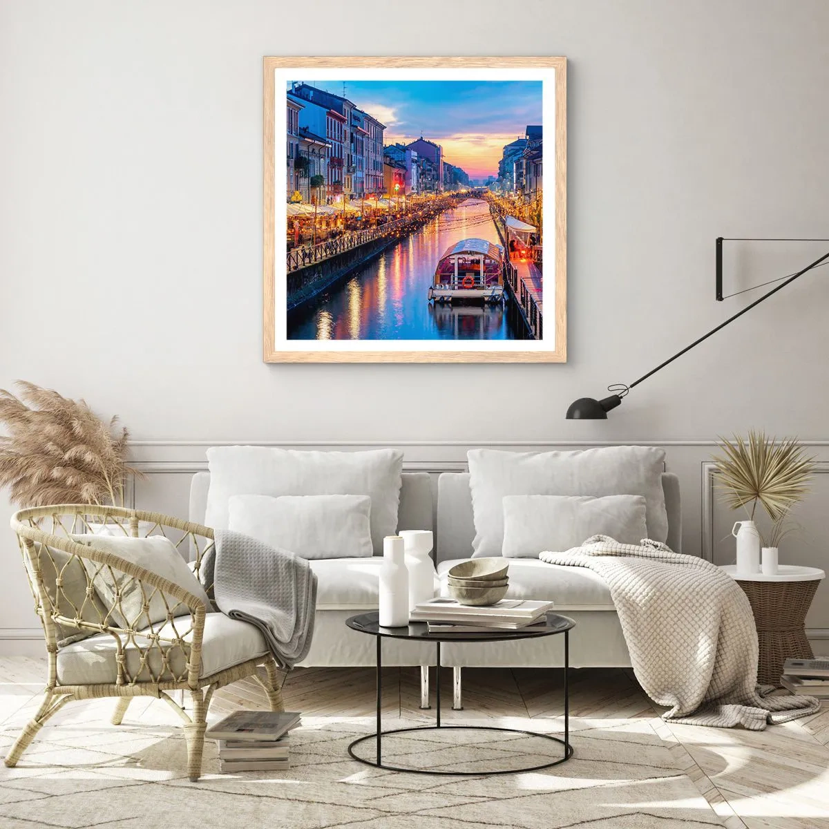 Poster in cornice rovere chiaro - Sera di luce e di divertimento - 30x30 cm