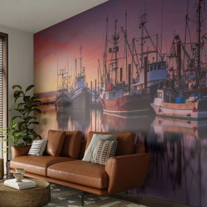 Fotomurale su misura Premium Sand - Prima del giorno successivo - Porto dei Pescatori, Barche, Pesca