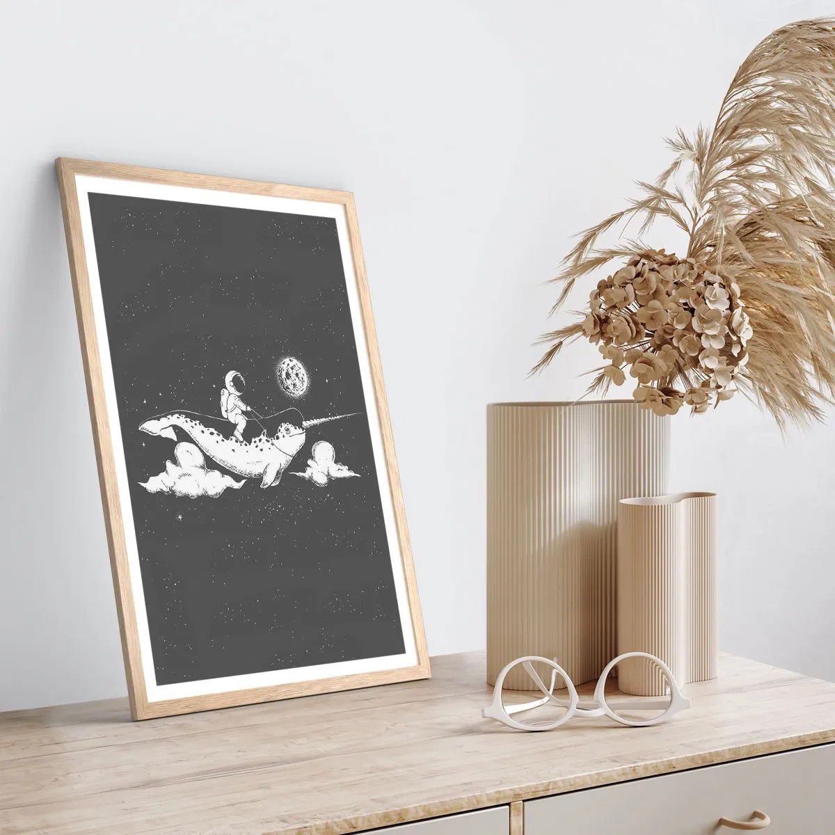 Poster in cornice rovere chiaro - Il cavaliere dello spazio - 30x40 cm