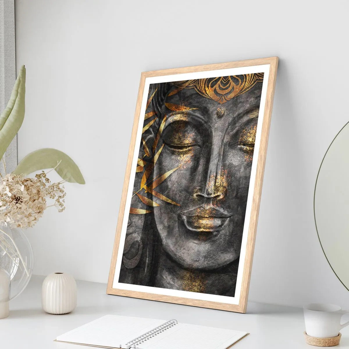 Poster in cornice rovere chiaro - Senti la pace - 40x50 cm