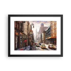 Poster in cornice nera - New York: colorata anche sotto la pioggia - 40x30 cm