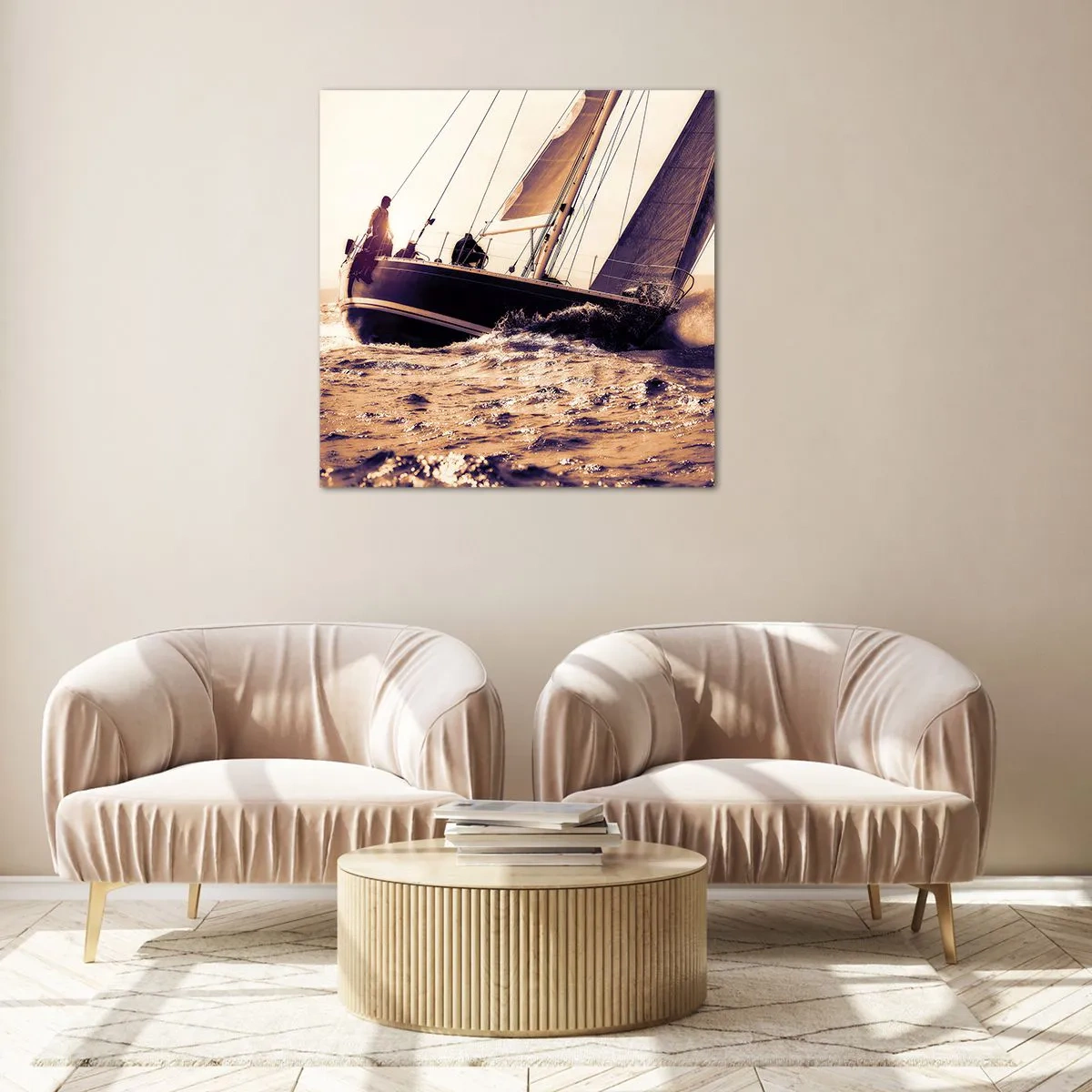 Quadro su vetro - Naviga, marinaio - 40x40 cm