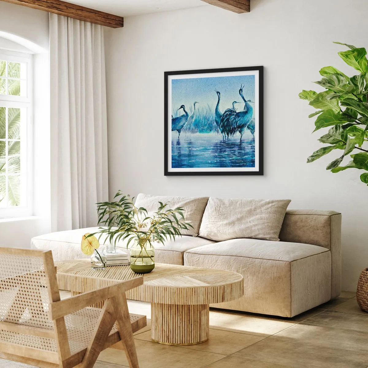 Poster in cornice nera - Incontro mattutino - 30x30 cm